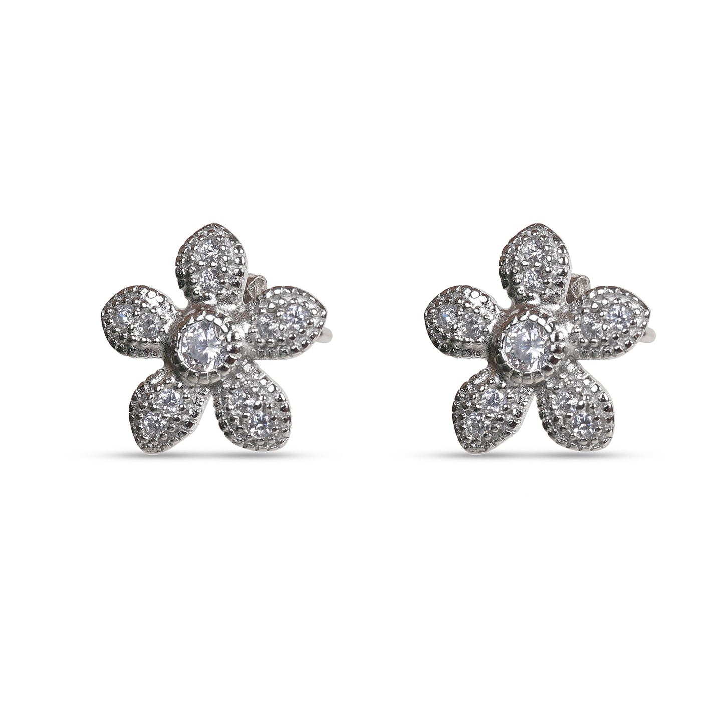 Flower 92.5 sterling silver stud earring