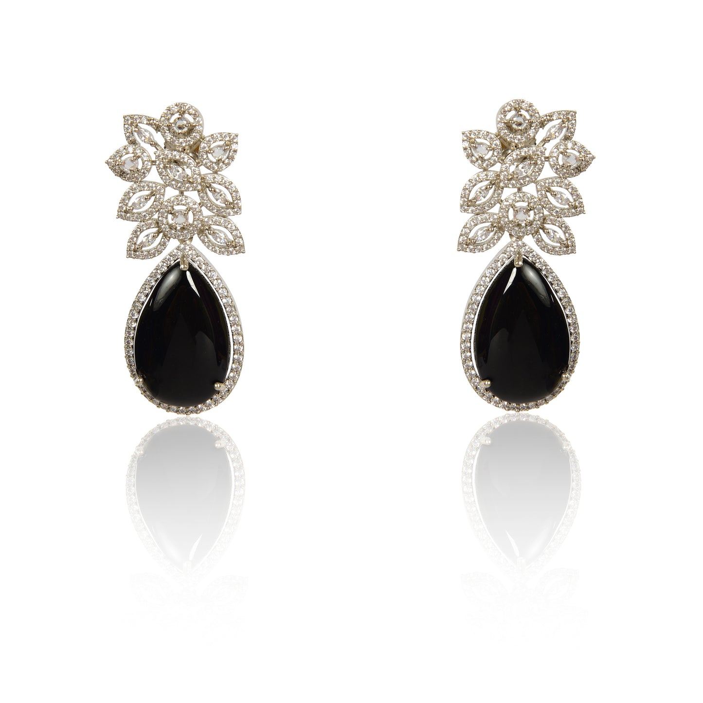 Black onyx drop statement earrings