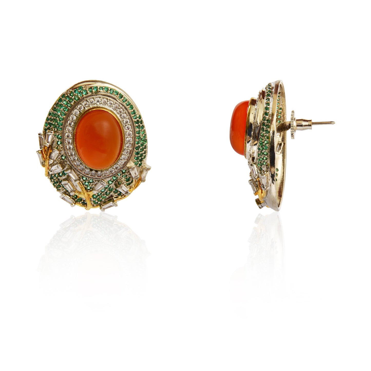 Statement red onyx stud earrings