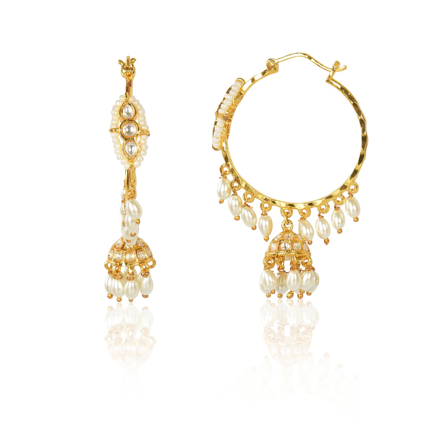 Kundan jhumki bali earrings