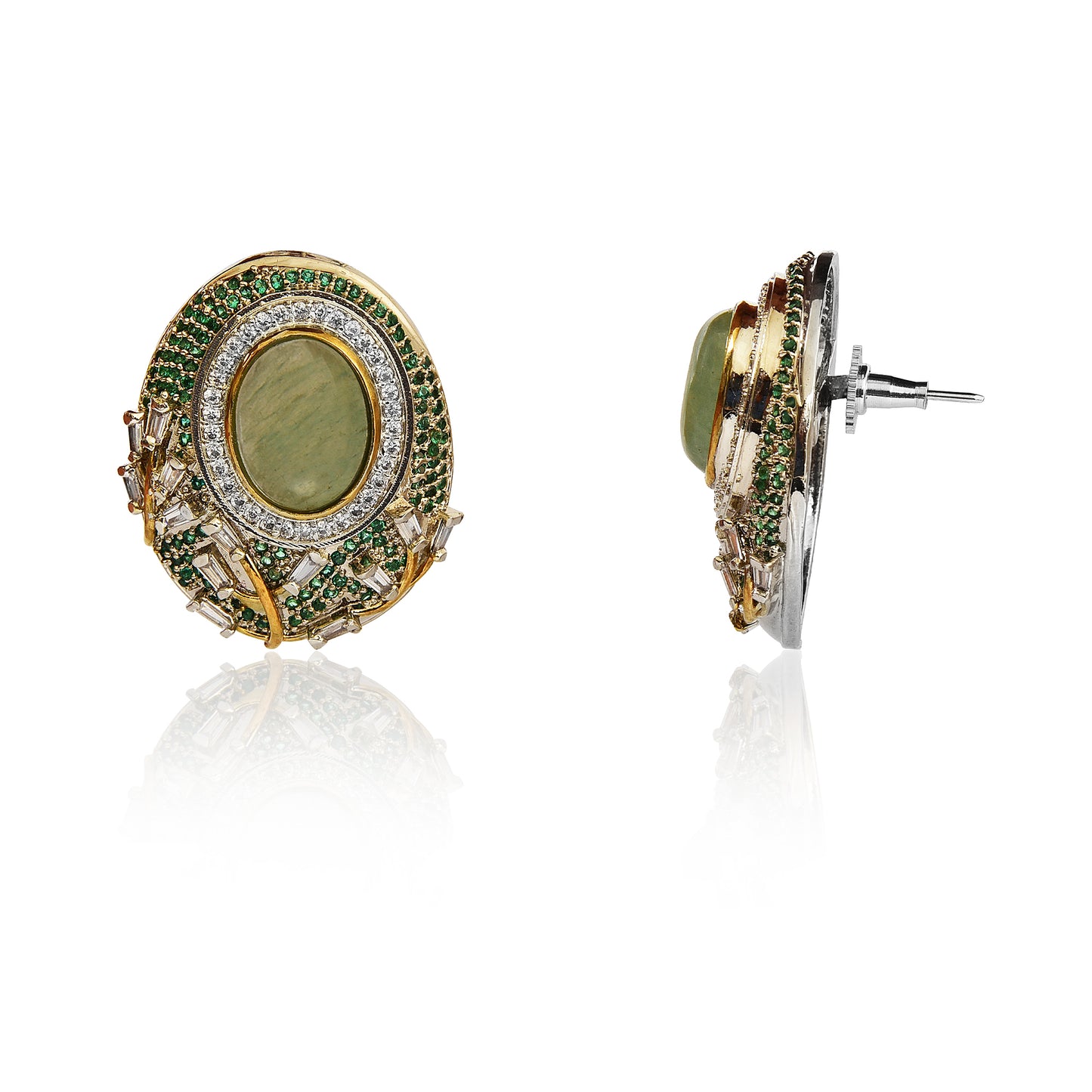 Statement light green aventurine earrings
