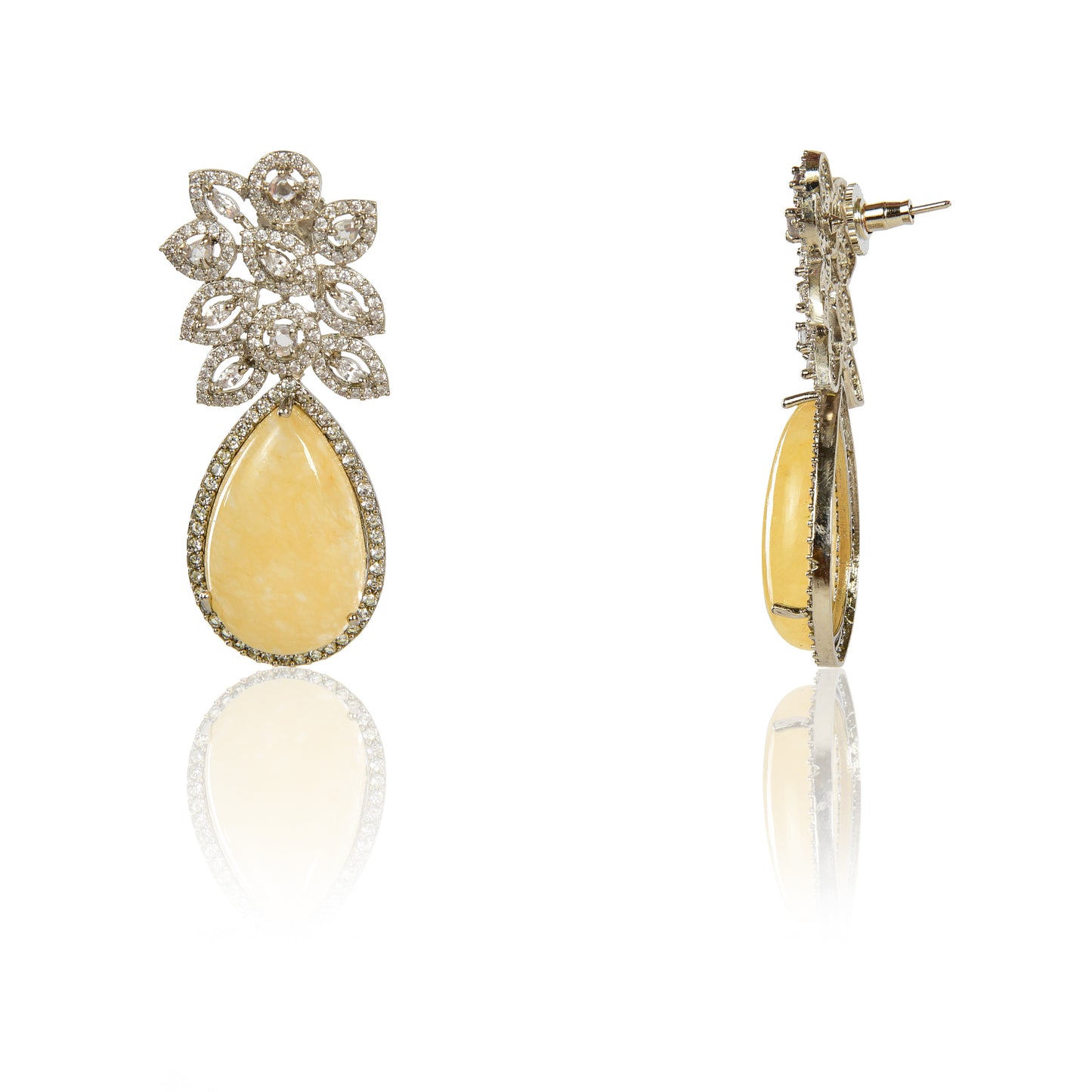 Yellow aventurine drop statement earrings