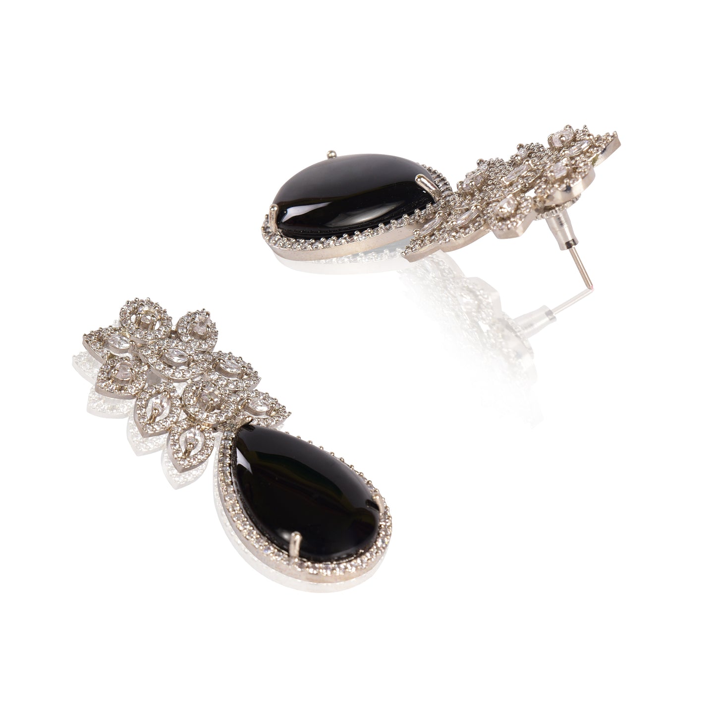 Black onyx drop statement earrings