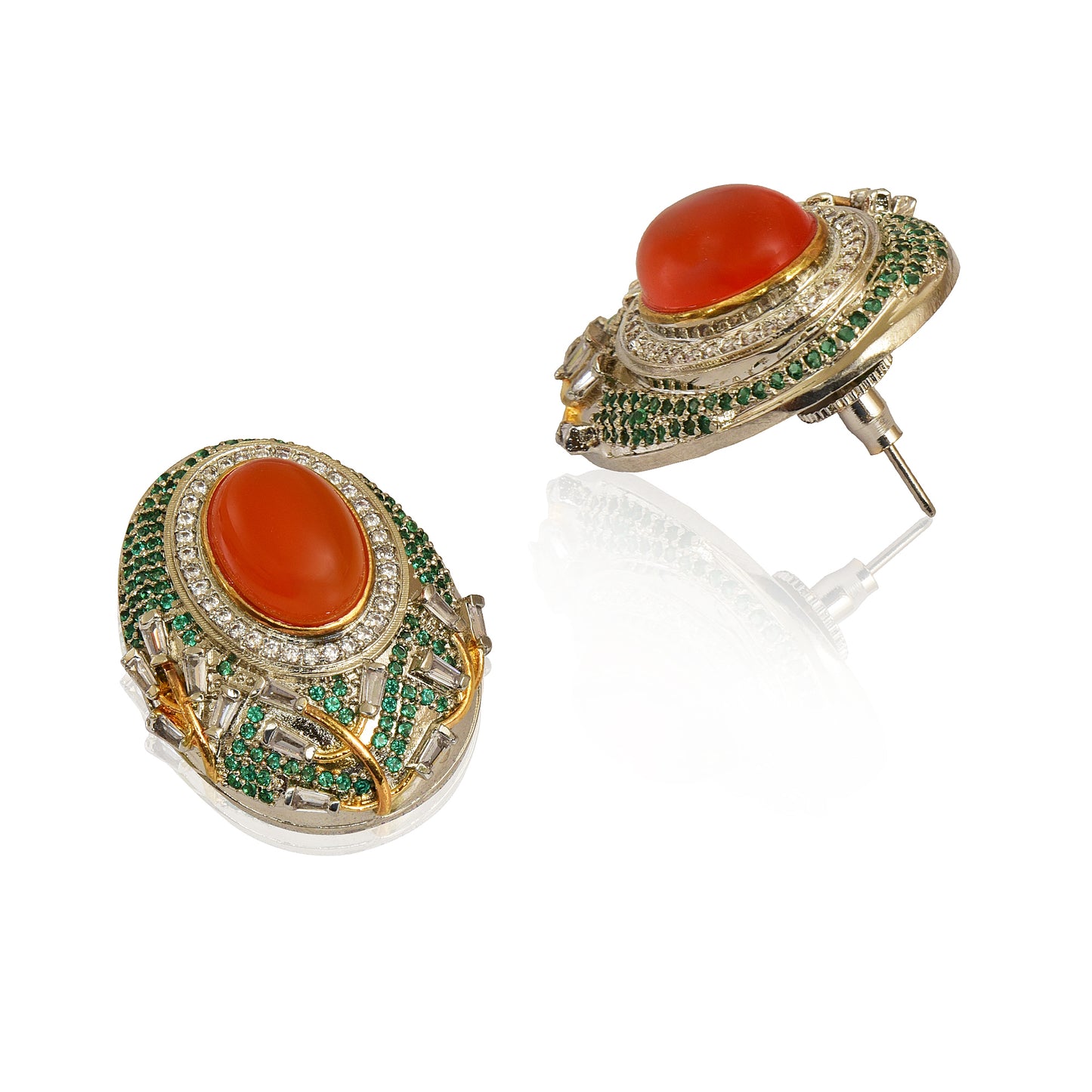 Statement red onyx stud earrings