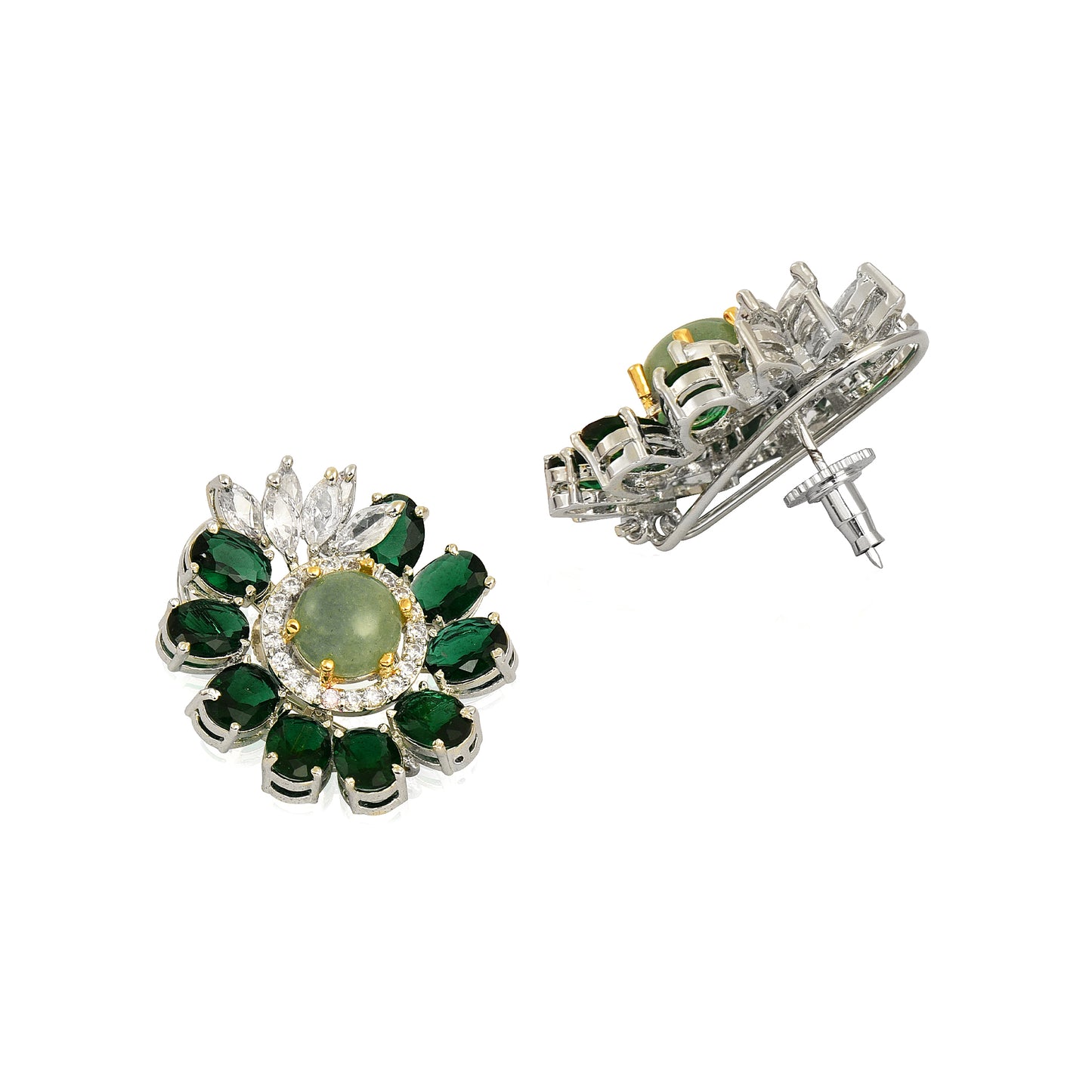 Shades of green flower earring