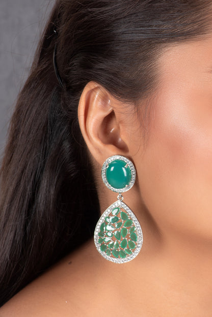 Green onyx and green dangler earrings