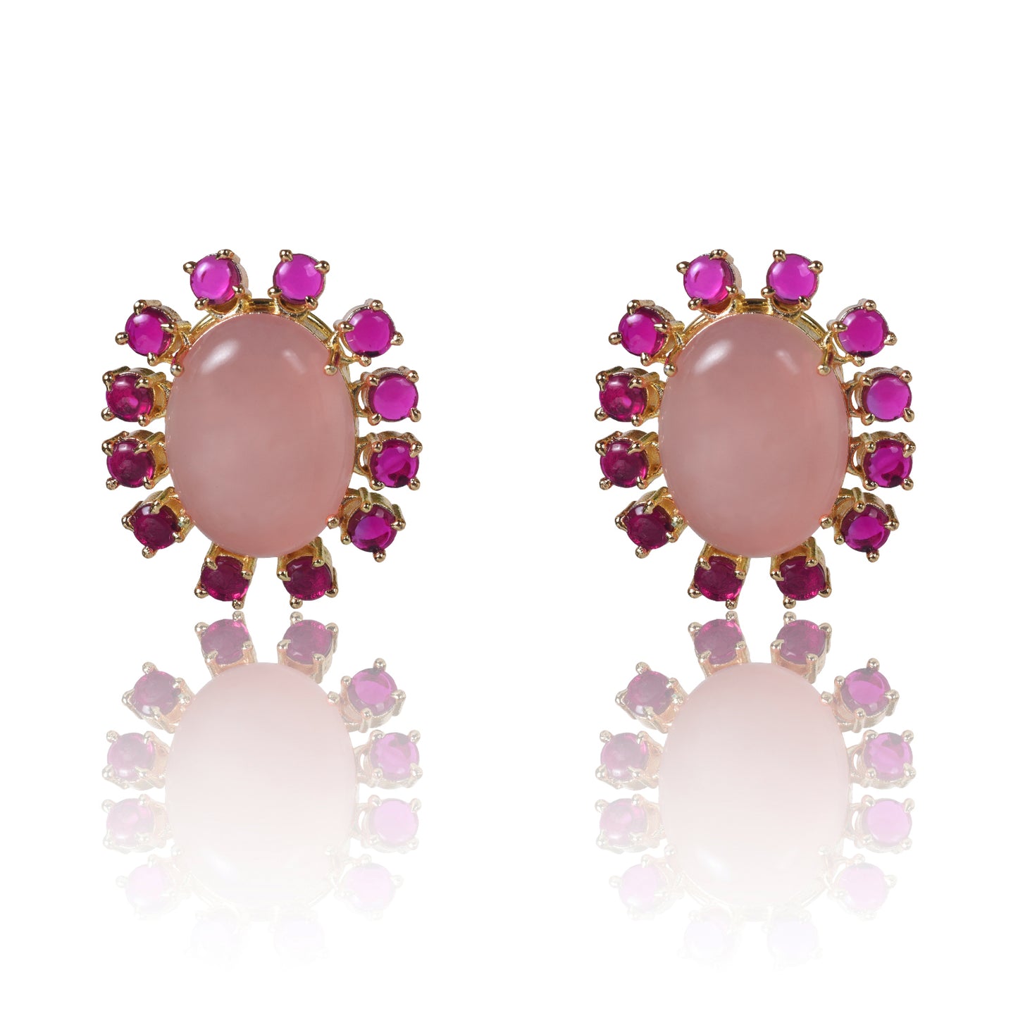 Pink Chalcedony and ruby colour tops