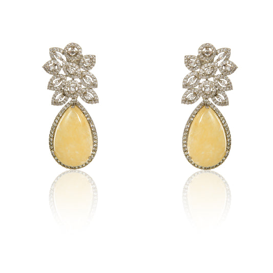 Yellow aventurine drop statement earrings