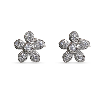 Flower 92.5 sterling silver stud earring