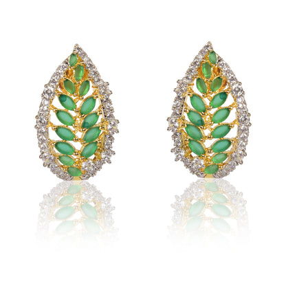 Leaf green stud earrings