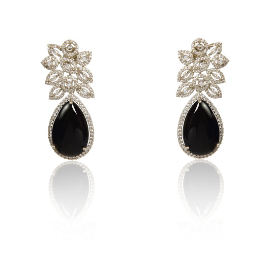 Black onyx drop statement earrings