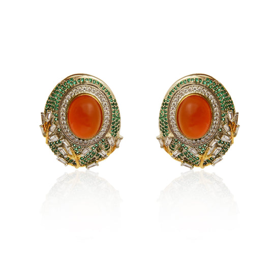 Statement red onyx stud earrings