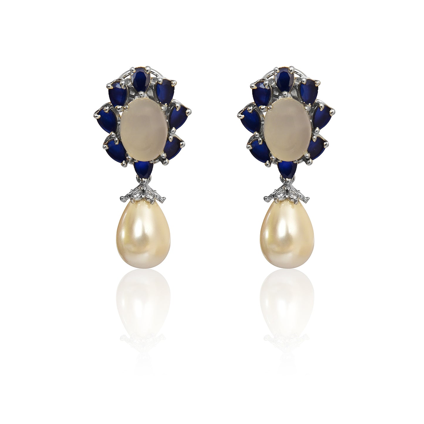 Blue and white chalcedony earrings