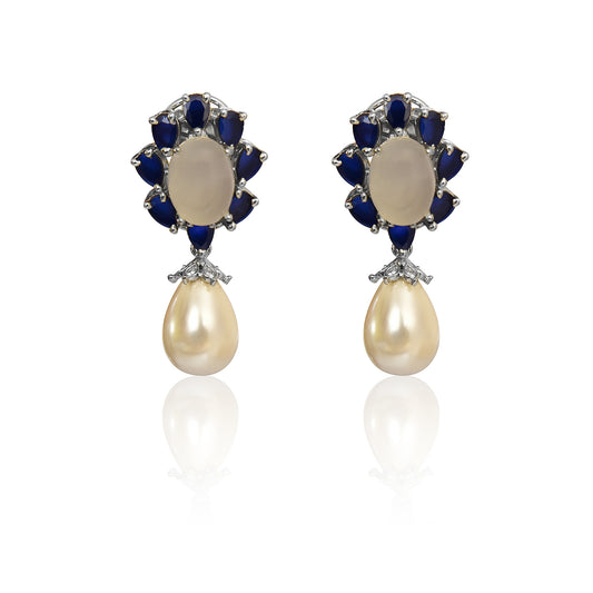 Blue and white chalcedony earrings