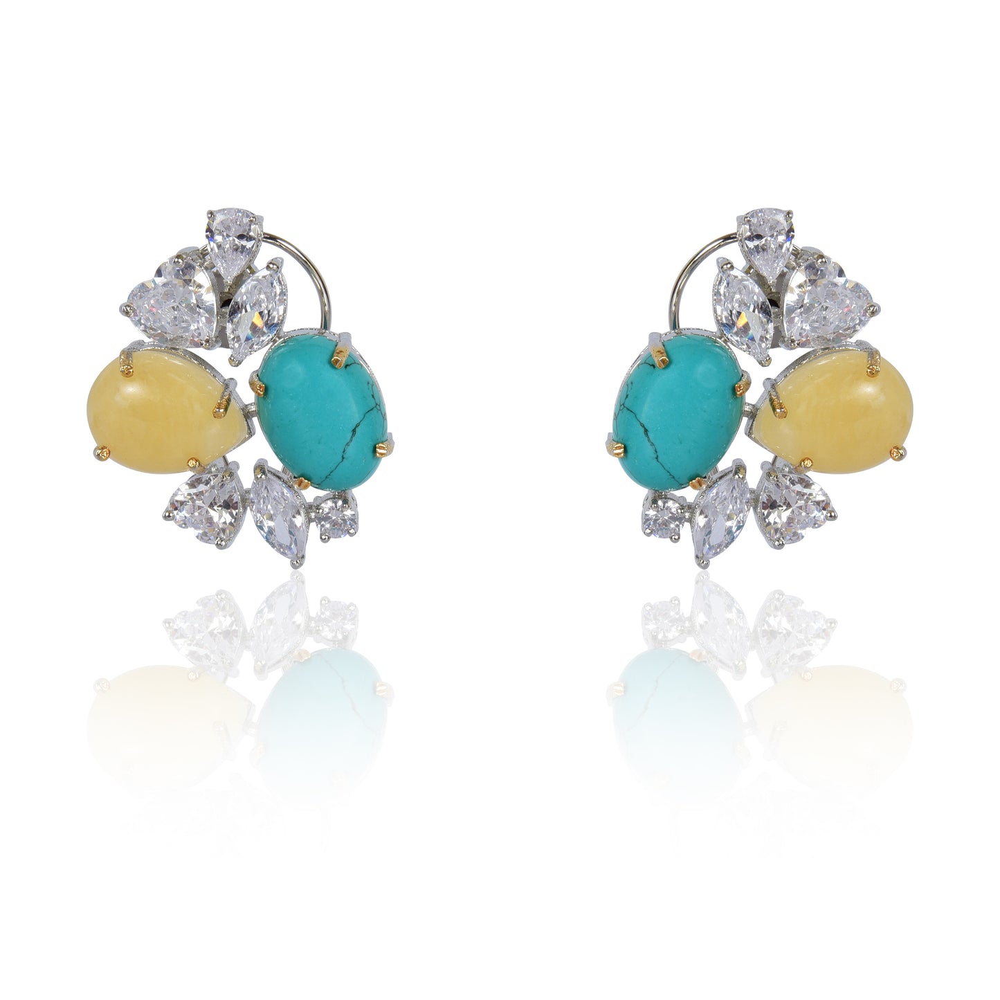 Sunshine yellow and turquoise stud earrings