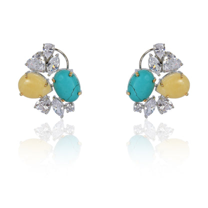 Sunshine yellow and turquoise stud earrings