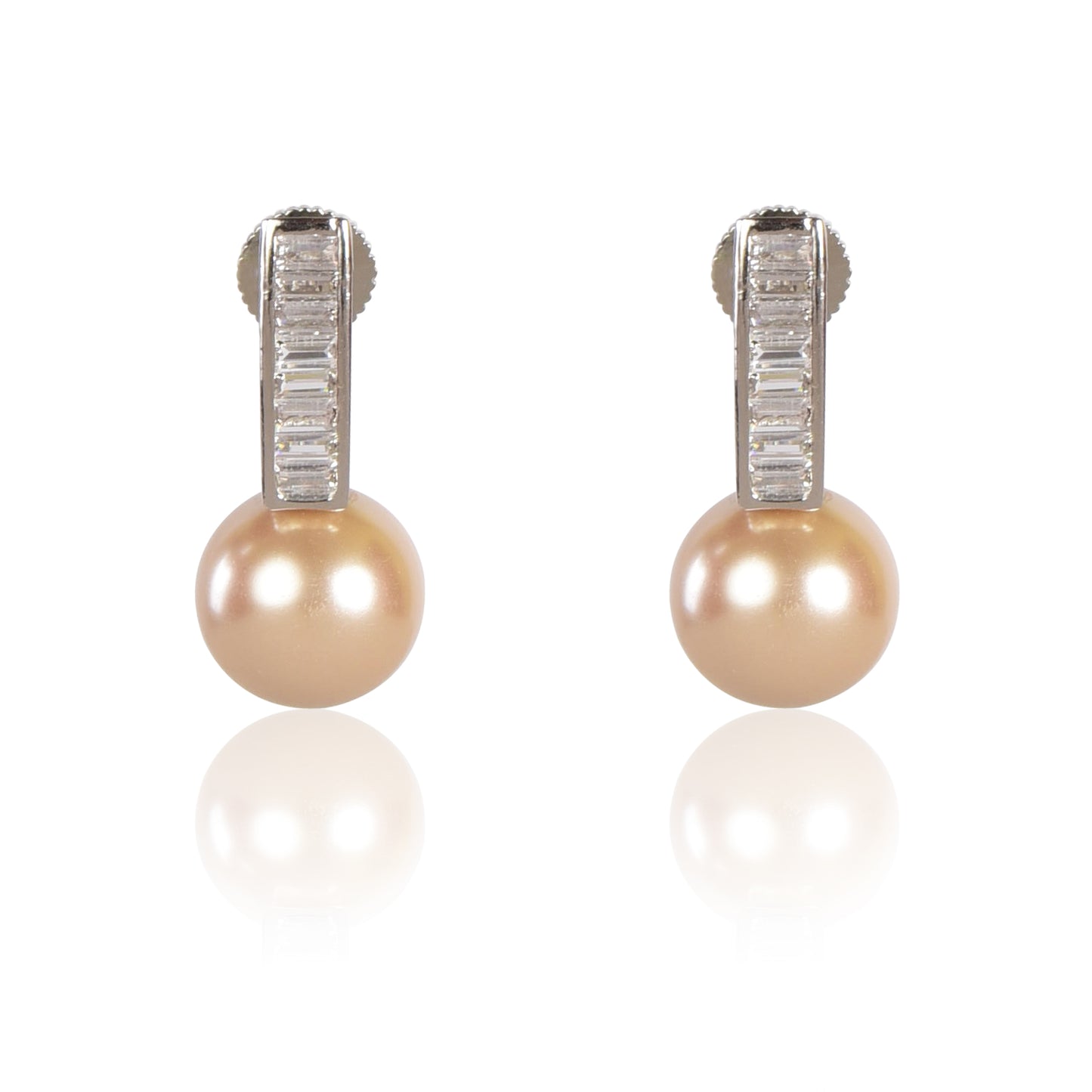 Evergreen champagne pearl stud earrings
