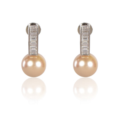 Evergreen champagne pearl stud earrings