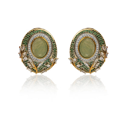 Statement light green aventurine earrings