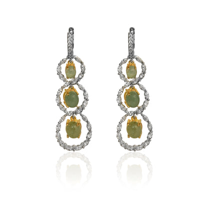 Marquise diamond and light green aventurine earrings