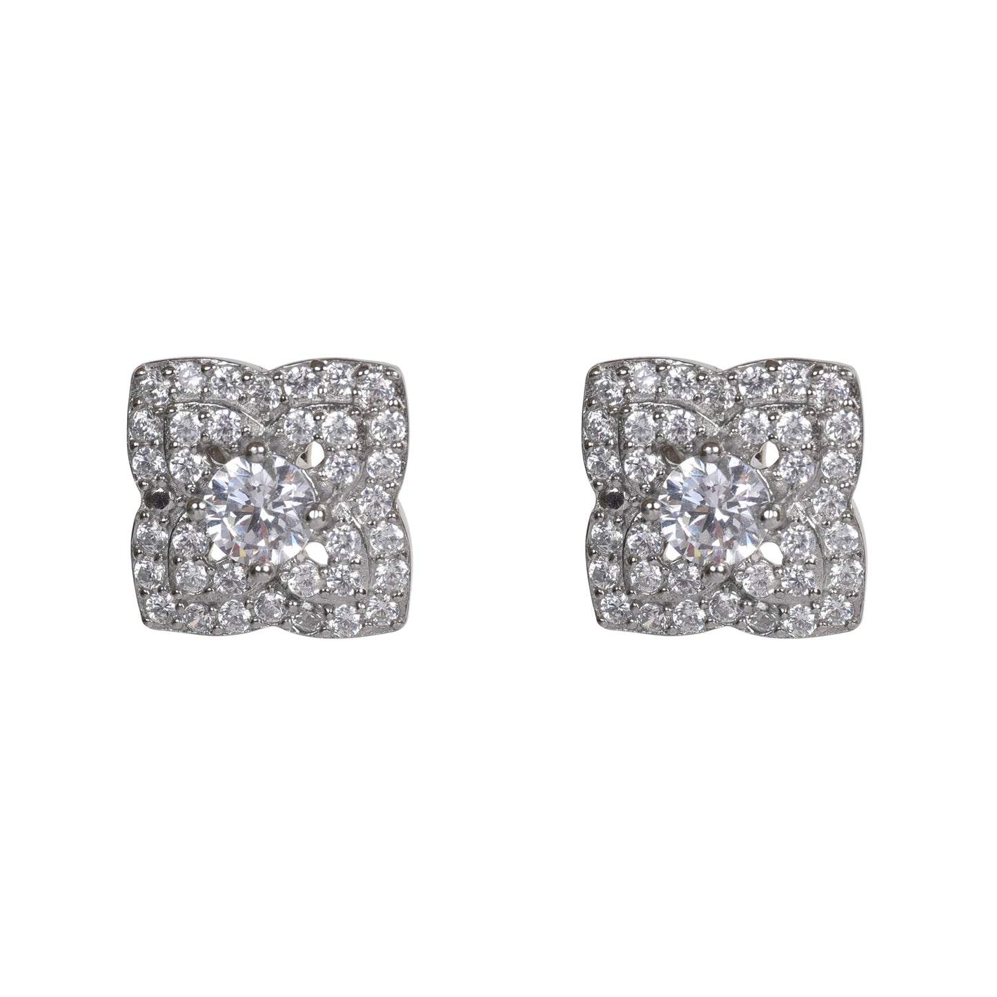 Square zirconia 92.5 sterling silver stud earring