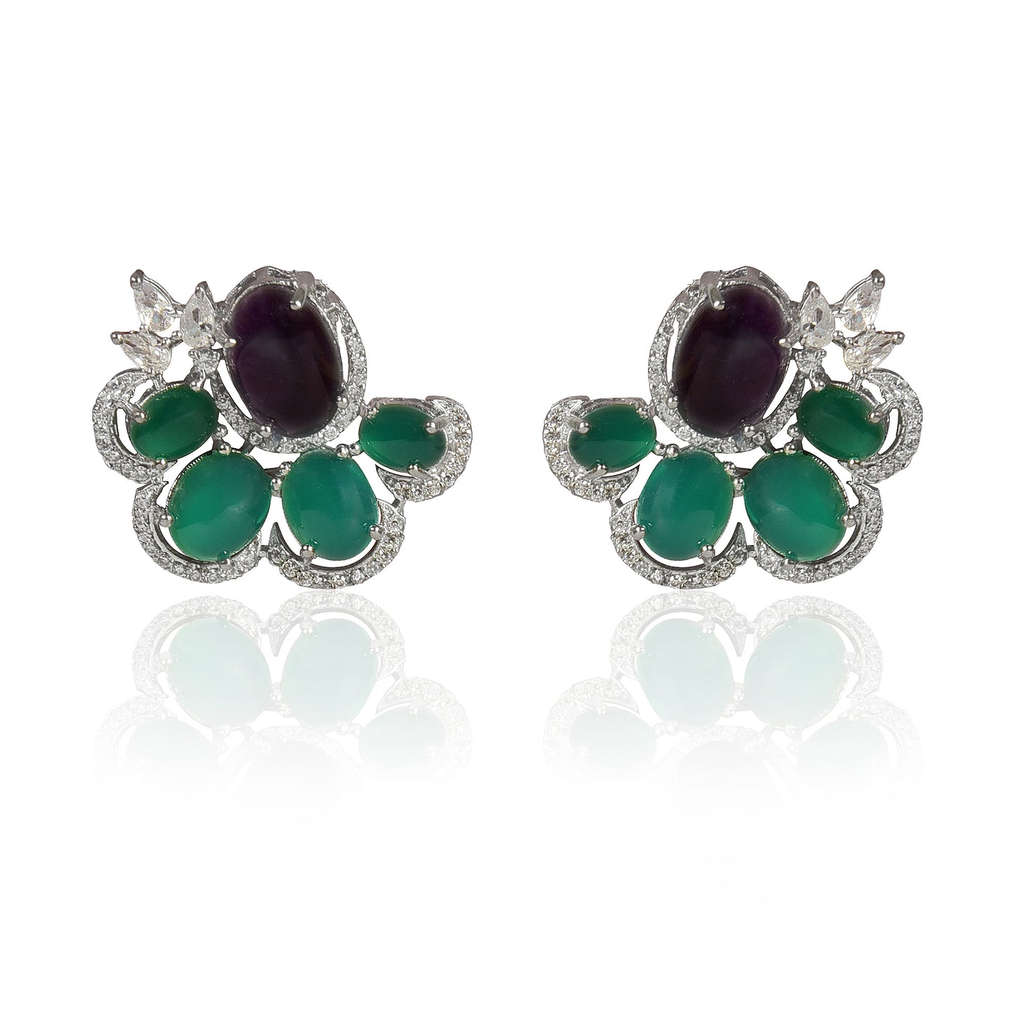 Amethyst and green onyx earrings