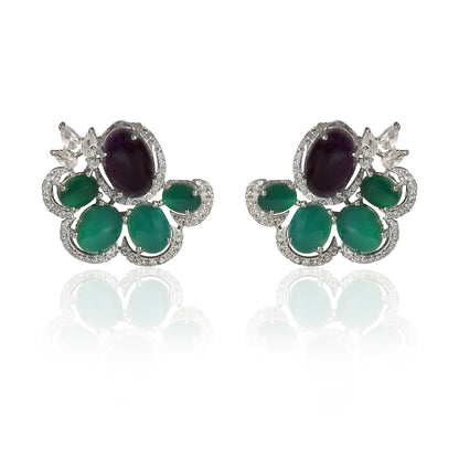 Amethyst and green onyx earrings