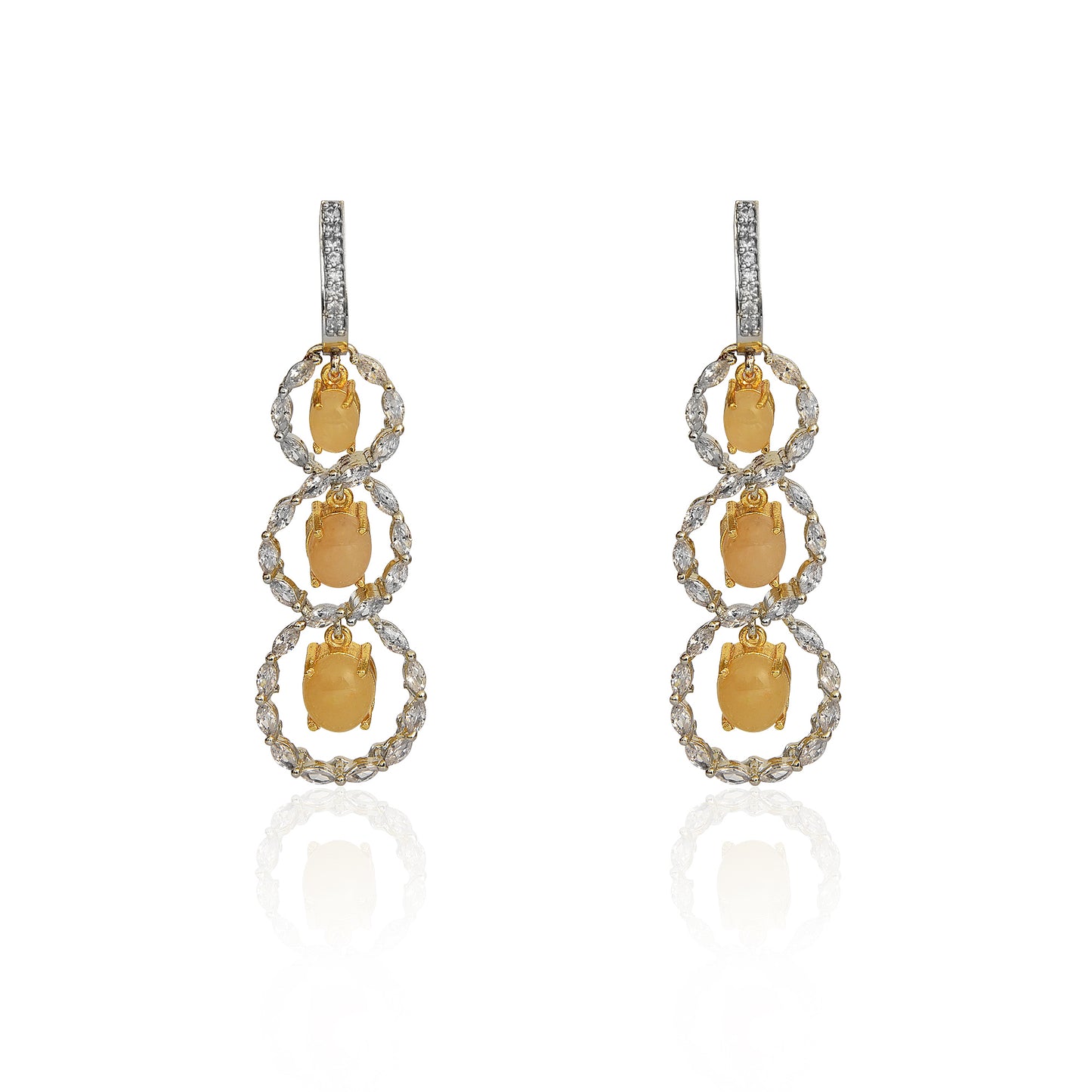 Marquise diamond and yellow aventurine earrings