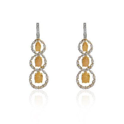 Marquise diamond and yellow aventurine earrings