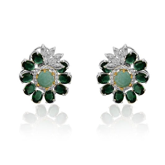 Shades of green flower earring