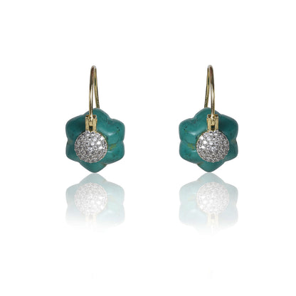 Turquoise pumpkin with zircon dangler earrings