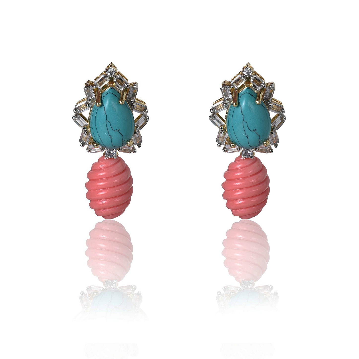 Turquoise with coral tops earrings