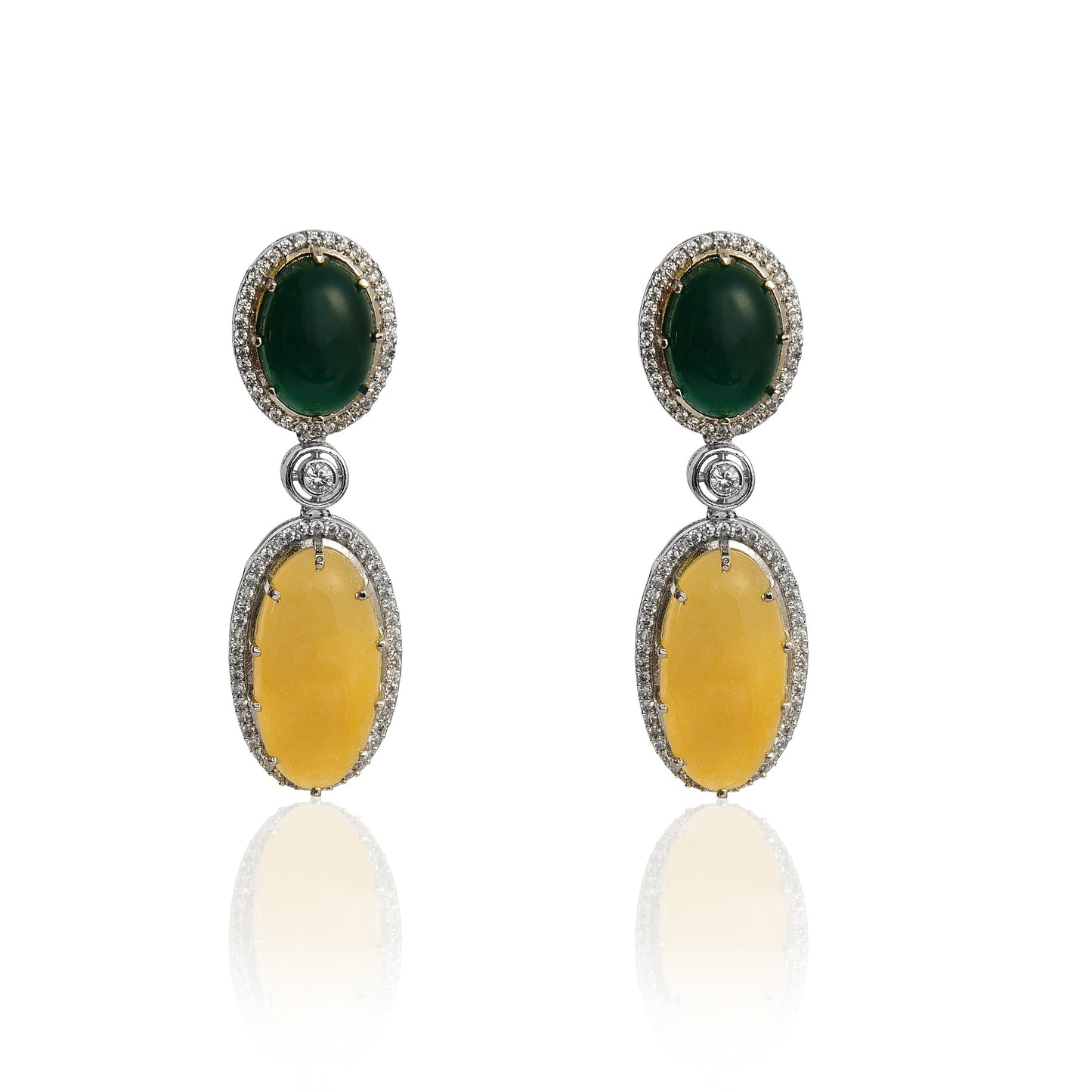 Green onyx and yellow aventurine earrings