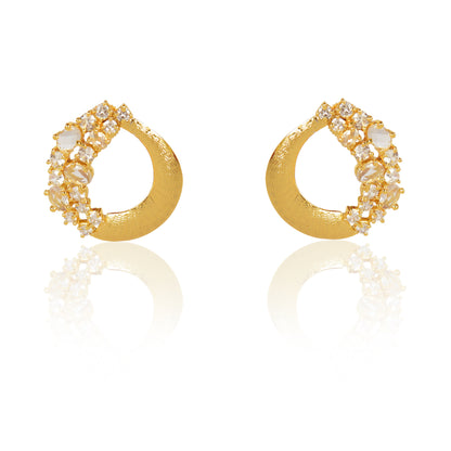 Zirconia gold plated stud earrings