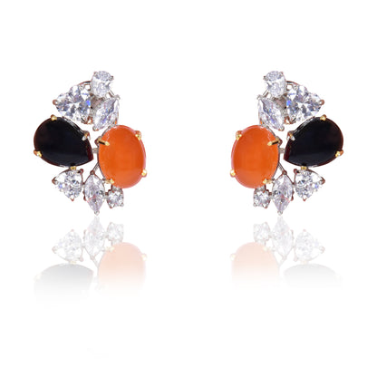 Statement black and red onyx stud earrings