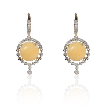 Statement yellow chalcedony dangler earrings