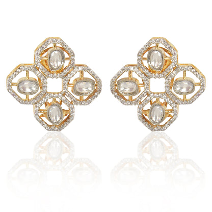 Kundan zirconia stud earrings