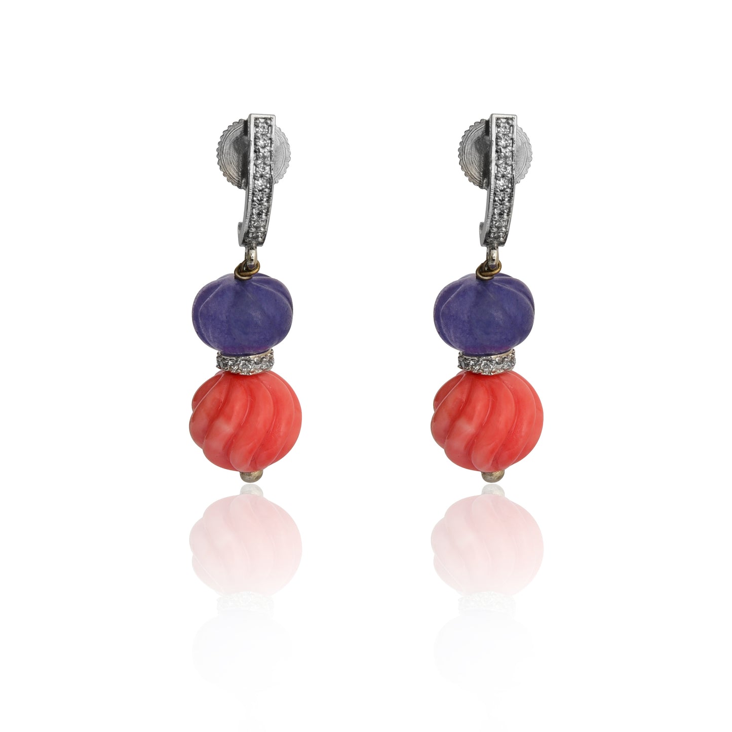 Light blue and coral earrings