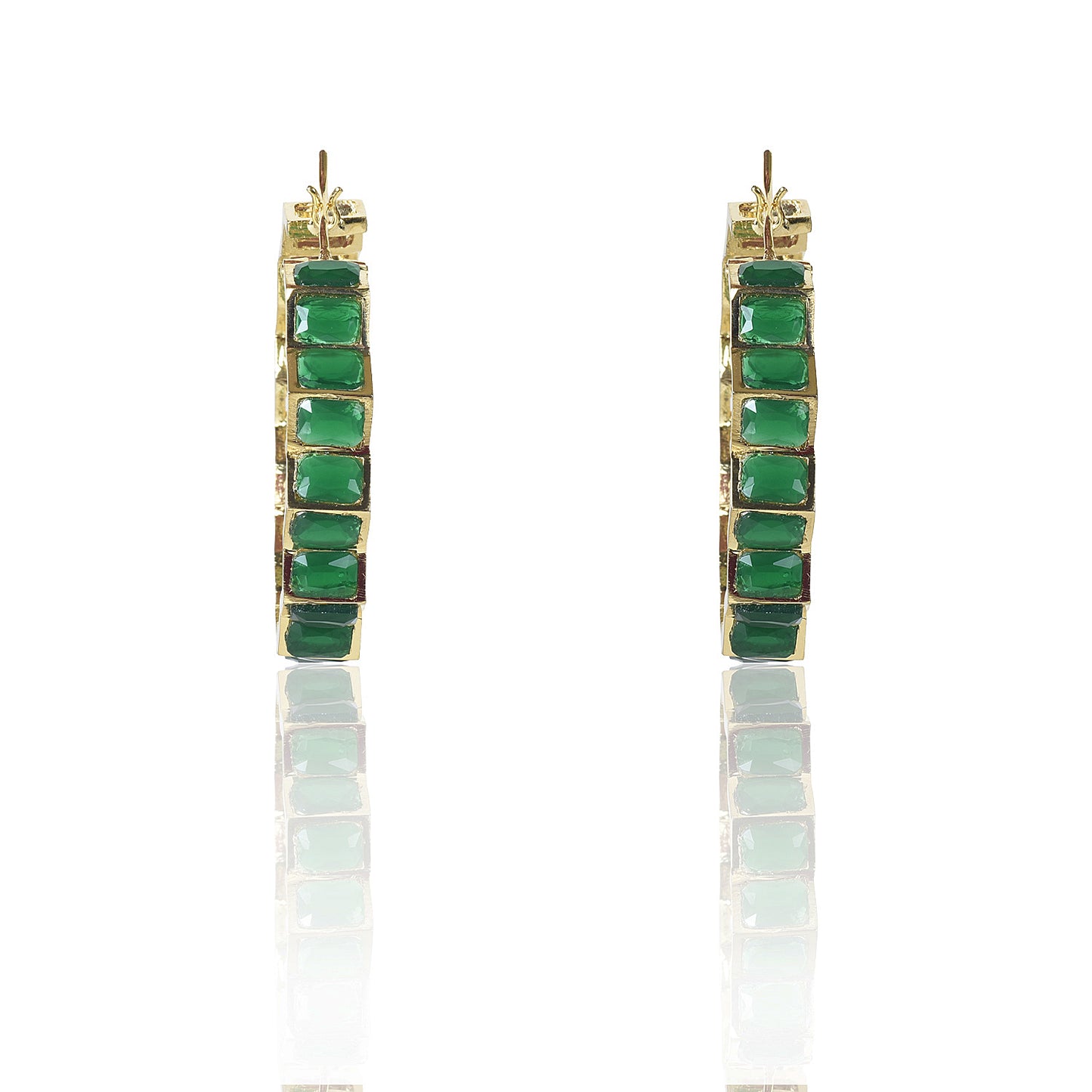 Cocktail Green stone hoops earrings