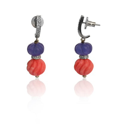 Light blue and coral earrings