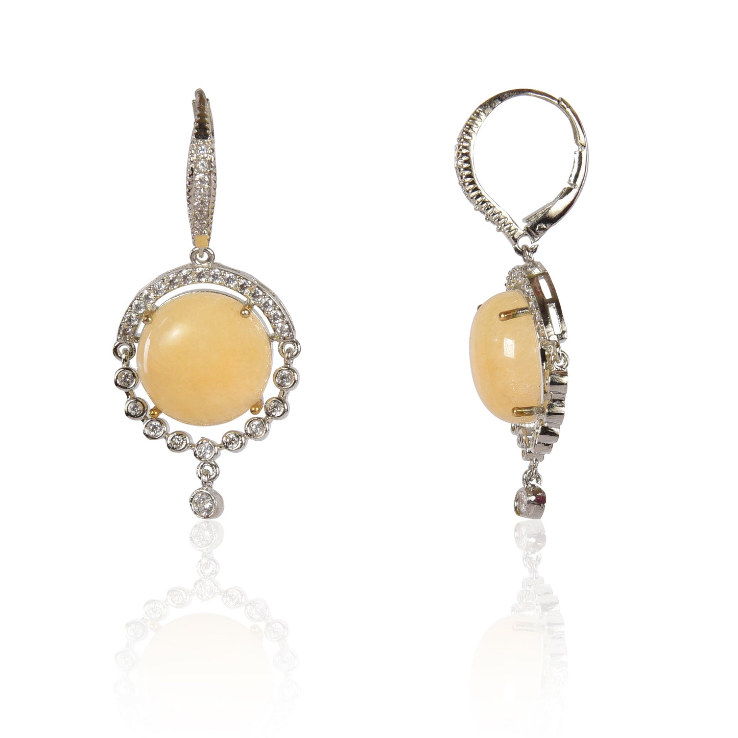 Statement yellow chalcedony dangler earrings