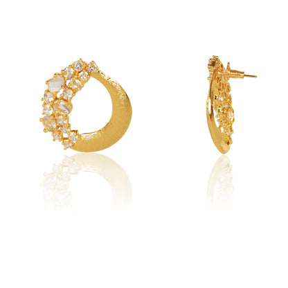 Zirconia gold plated stud earrings