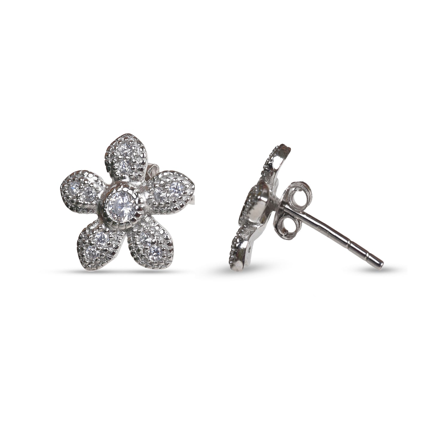 Flower 92.5 sterling silver stud earring