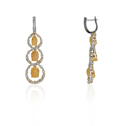 Marquise diamond and yellow aventurine earrings