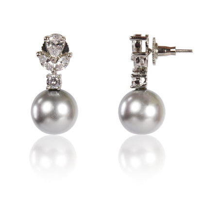 Classic grey pearl earrings