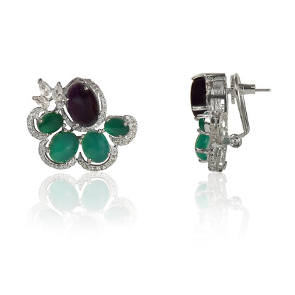 Amethyst and green onyx earrings