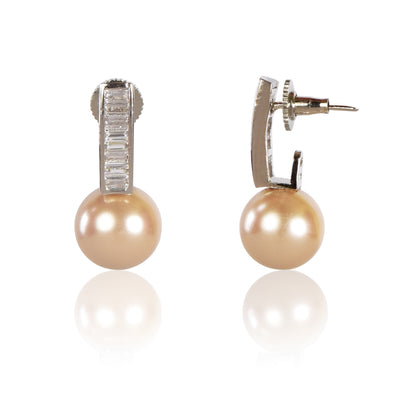 Evergreen champagne pearl stud earrings