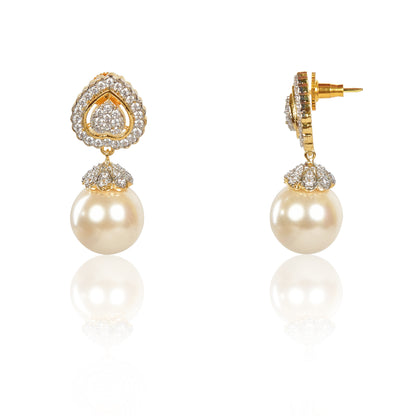 Heart with pearl drop earrings