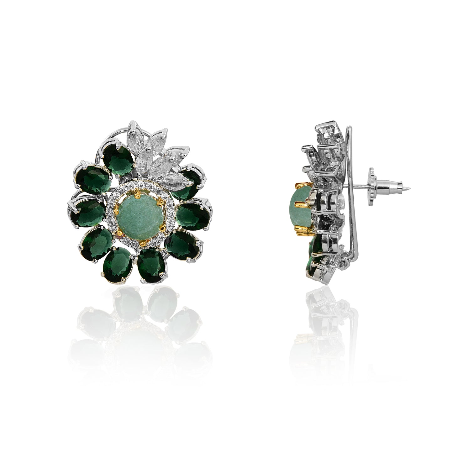 Shades of green flower earring