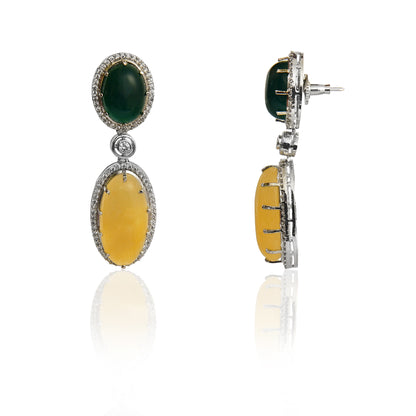 Green onyx and yellow aventurine earrings